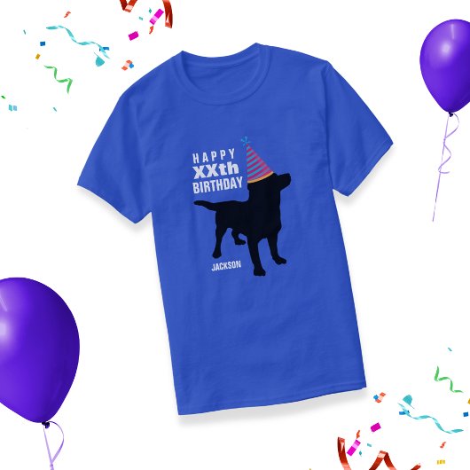 T-shirt Funky Black Lab Chien personnalisé Age et nom Anni