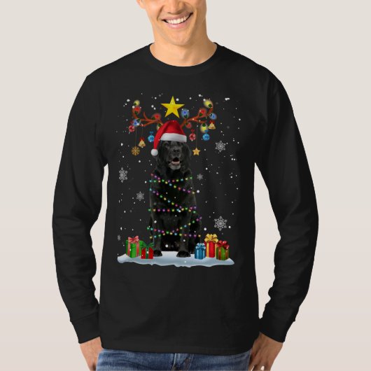 T-shirt Funky Black Lab Chien Reindeer Noël L (Devant)
