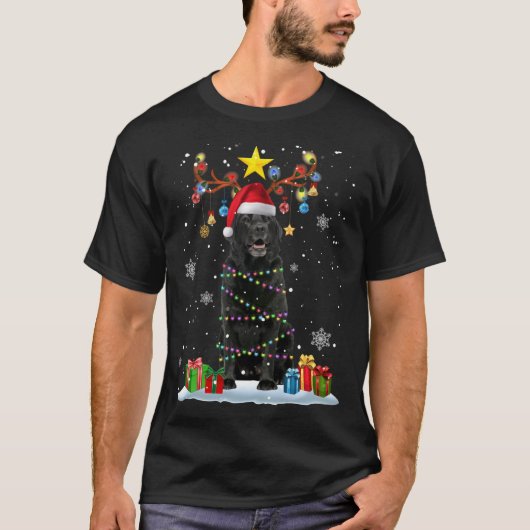 T-shirt Funky Black Lab Chien Reindeer Noël L (Devant)