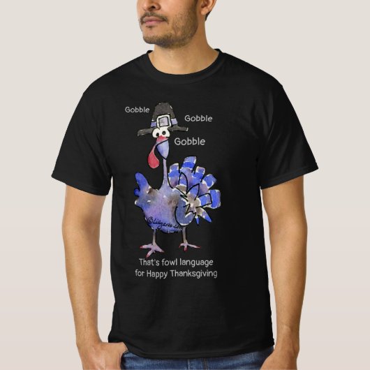 T-shirt Funky Bleu Turc Gobble noir T chemise (Devant)