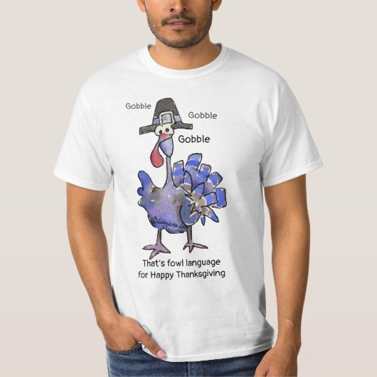 T-shirt Funky Blue Turkey Gobble T Shirt (Devant)
