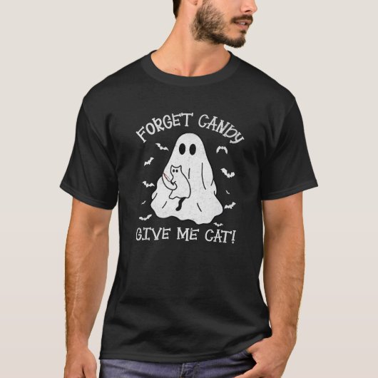 T-shirt Funky Boo Ghost Black Cat Oublier Candy Donner Moi (Devant)