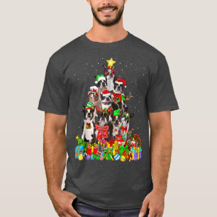 T-shirt Funky Boston Terrier Chien Noël Lumières de l'arbr