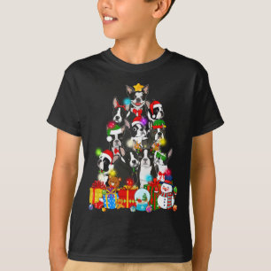 T-shirt Funky Boston Terrier Christmas Tree Lumières Chiot