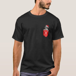 T-shirt Funky Boston Terrier Santa Hat À Pocket Noël