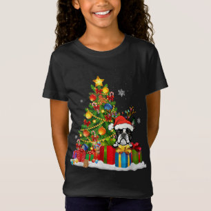 T-Shirt Funky Boston Terrier sapin de Noël Light Chien Noë