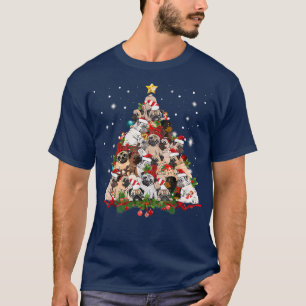 T-shirt Funky Christmas Tree Chien Père Noël Joyeux Carlin
