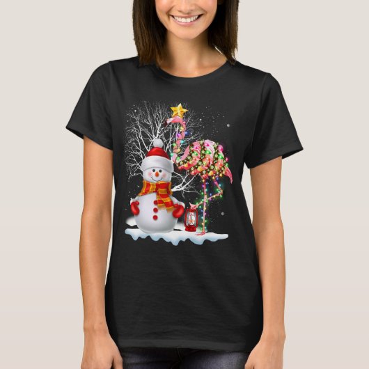 T-shirt Funky Christmas Tree Flamant rose Casquette Père N (Devant)