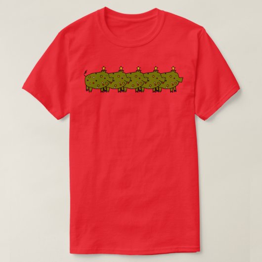 T-shirt Funky Christmas Tree Pig Five (Design devant)