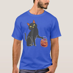 T-shirt Funky Citrouille Candy Scary Black Cat Halloween C
