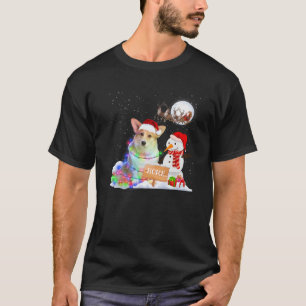 T-shirt Funky Corgi Chien Noël Snowman lumières de Noël Pa