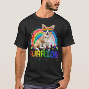 T-shirt Funky Corgi Gay pride Lunettes de soleil arc-en-ci
