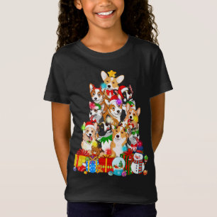 T-Shirt Funky Corgi Noël Lumières Chien Chien Chien Chien 