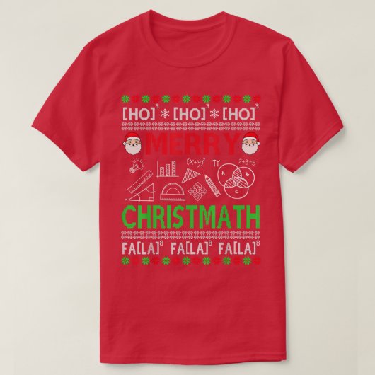 T-shirt Funky Enseignant Math Noël laid Math Noël (Design devant)