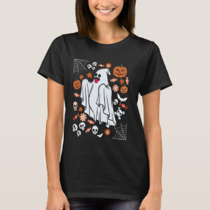 T-shirt Funky Floral Crâne Fantôme mignon Halloween Citrou