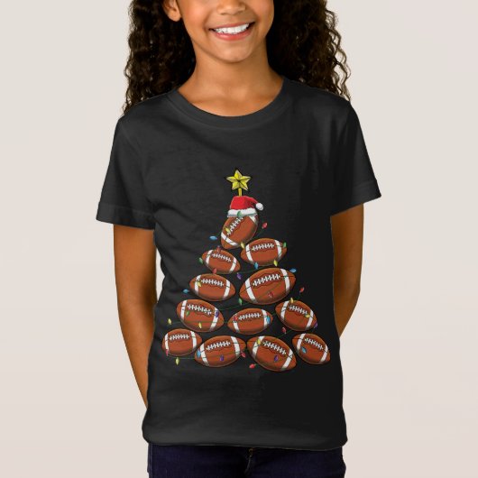 T-Shirt Funky Football Player Team Christmas Tree (Devant)