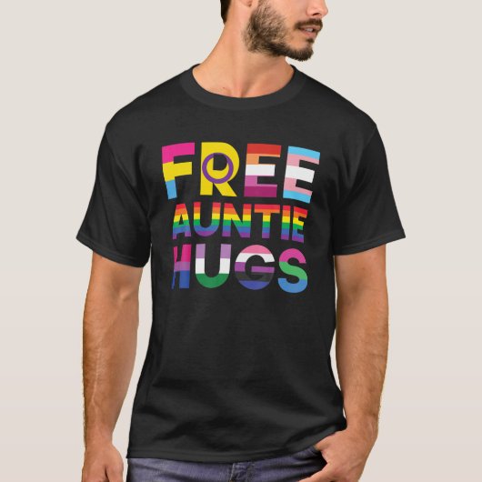 T-shirt Funky Free Tante Hugs Rainbow LGBTQ Pride Mois (Devant)
