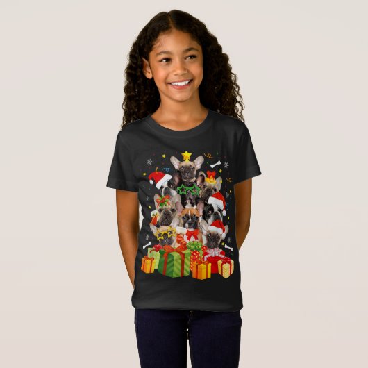 T-Shirt Funky French Bulldog Christmas Tree X mas mignon c (Devant entier)