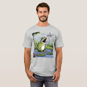 T-shirt Funky Frog Catching Dragonfly Art (Devant entier)