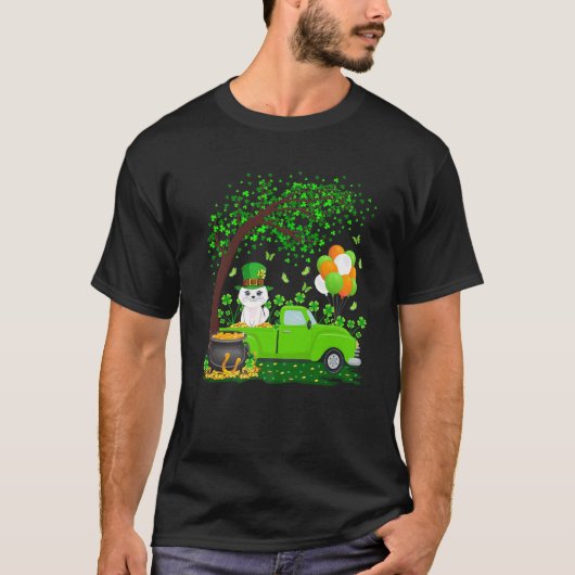 T-shirt Funky Green Camion Shamrock feuille St patrick Da (Devant)