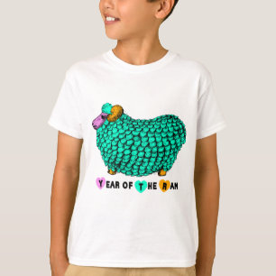 T-shirt Funky Green Ram chinois Nouvel An Zodiac K Blanc T