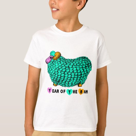 T-shirt Funky Green Ram Chinois Nouvel An Zodiac K Blanc T (Devant)