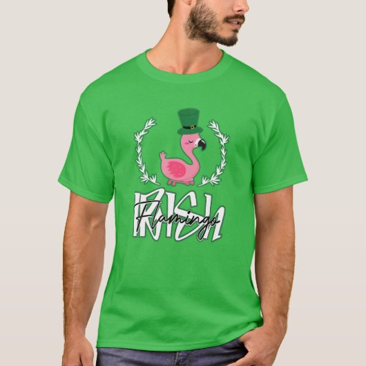 T-shirt Funky Irish Flamingo Lover Saint Patrick Day Pink (Devant)