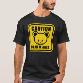 T-shirt Funky Jaune Teddy Ourson Avertissement Signal Art (Devant)