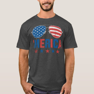 T-shirt Funky Merica avec lunettes de soleil USA Drapeau 4