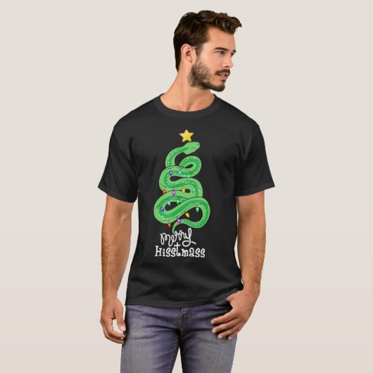 T-shirt Funky Merry Hisstmass python Snake Merry tree (Devant entier)