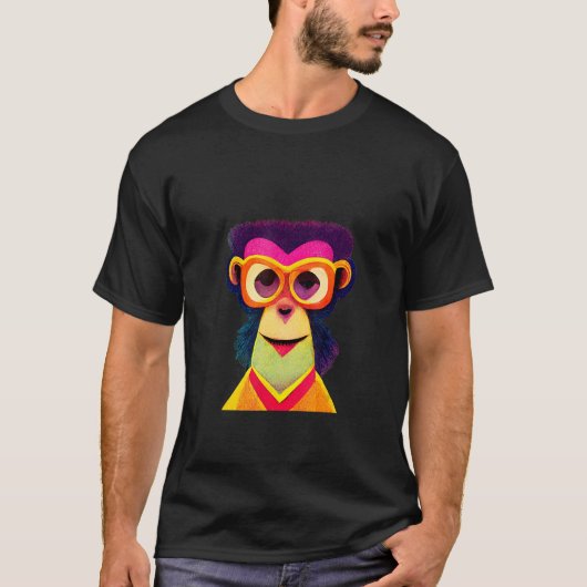 T-shirt Funky Munky Happy Hipster Monkey (Devant)