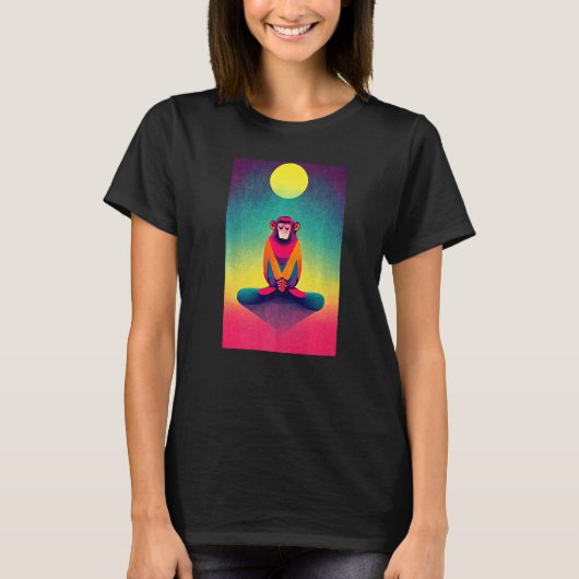T-shirt Funky Munky Serene Meditating Monkey Design Premiu (Devant)