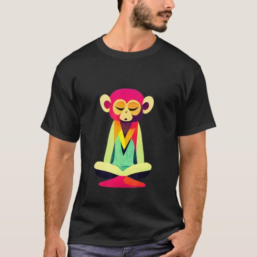T-shirt Funky Munky Sweet Sitting Monkey Design (Devant)