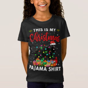 T-Shirt Funky Newfoundland Dog Christmas Lights Chien chio