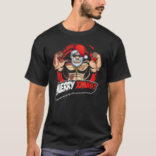 T-shirt Funky Noël Santa Claus Muscles Gymnase, Joyeux Lif