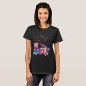 T-shirt Funky Oncle Sam Firetruck Et Fireworks Usa Drapeau (Devant entier)
