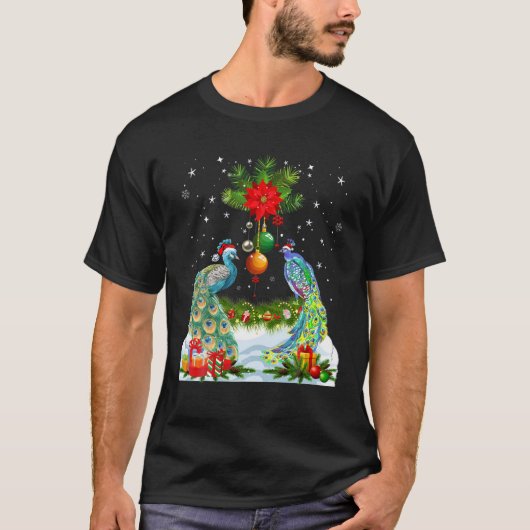 T-shirt Funky Peacock Christmas Tree (Devant)