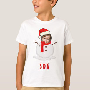 T-shirt Funky Photo Face Snowman Noël