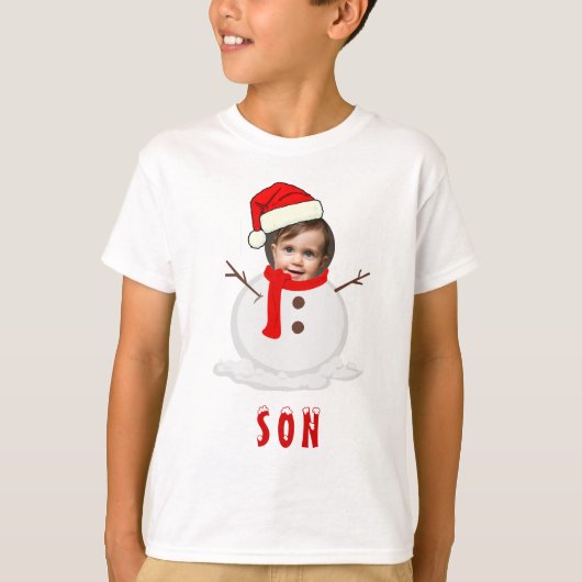 T-shirt Funky Photo Face Snowman Noël (Devant)