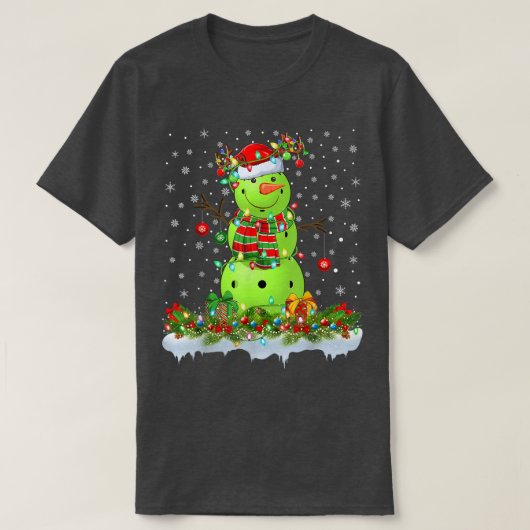 T-shirt Funky Pickleball Snowman Xmas Lights Pickleball Ch (Design devant)