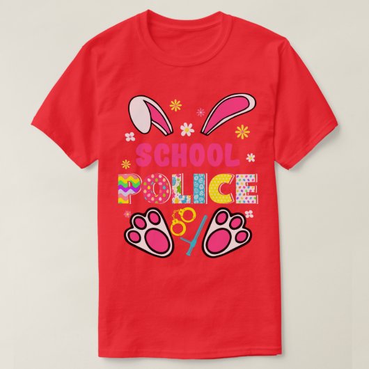 T-shirt Funky Rabbit School Police Jour de Pâques Oeufs Bu (Design devant)