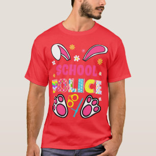 T-shirt Funky Rabbit School Police Jour de Pâques Oeufs Bu