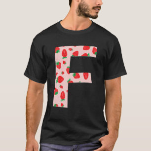 T-shirt Funky rose fraise Lettre initiale Monogramme F Gi