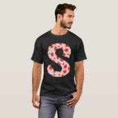 T-shirt Funky Rose fraise Lettre initiale Monogramme S Gi (Devant entier)