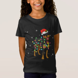 T-Shirt Funky Rottweiler Chien de Noël Lumières Chien Chie