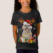 T-Shirt Funky Shih Tzu Reindeer Noël Lumières (Devant)