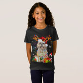 T-Shirt Funky Shih Tzu Reindeer Noël Lumières (Devant entier)