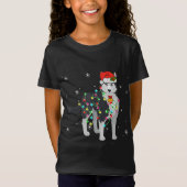 T-Shirt Funky Sibérien Husky Chien lumières Noël Chiot Do (Devant)