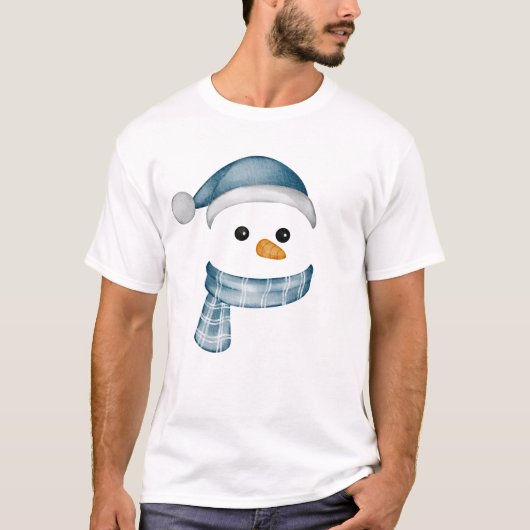 T-shirt Funky Snowman Face heureux Joyeux Noël Famille (Devant)