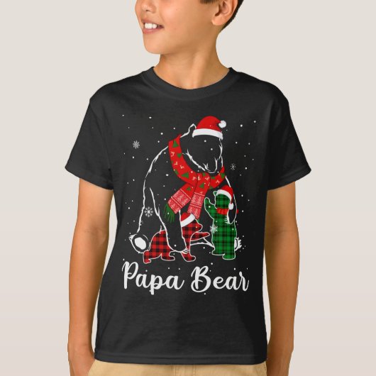 T-shirt Funky Vert Rouge Plaid Papa Ours Correspondant Pyj (Devant)
